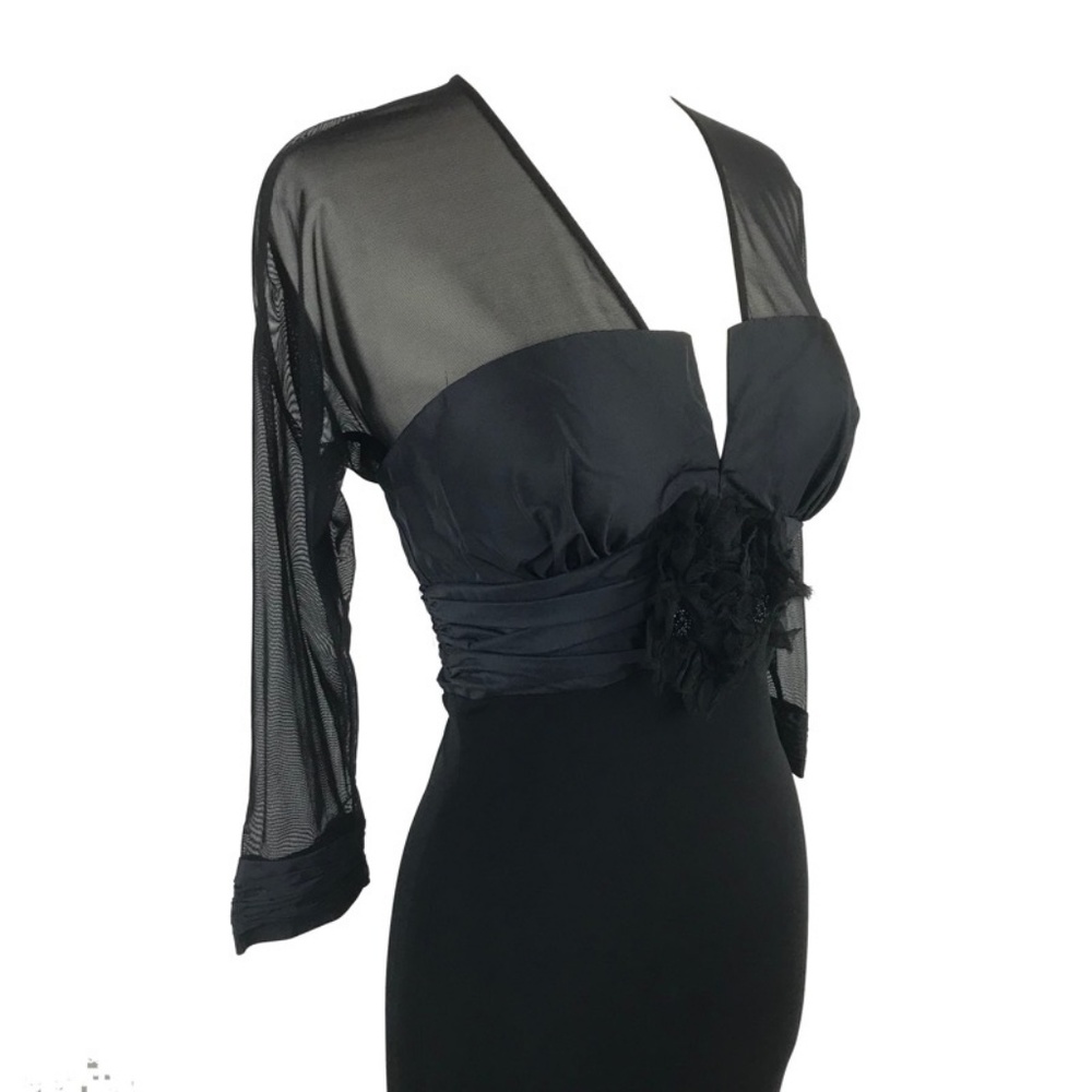 Nicole Bakti Black Maxi Dress Medium 3/4 Sleeves - Picture 3 of 8